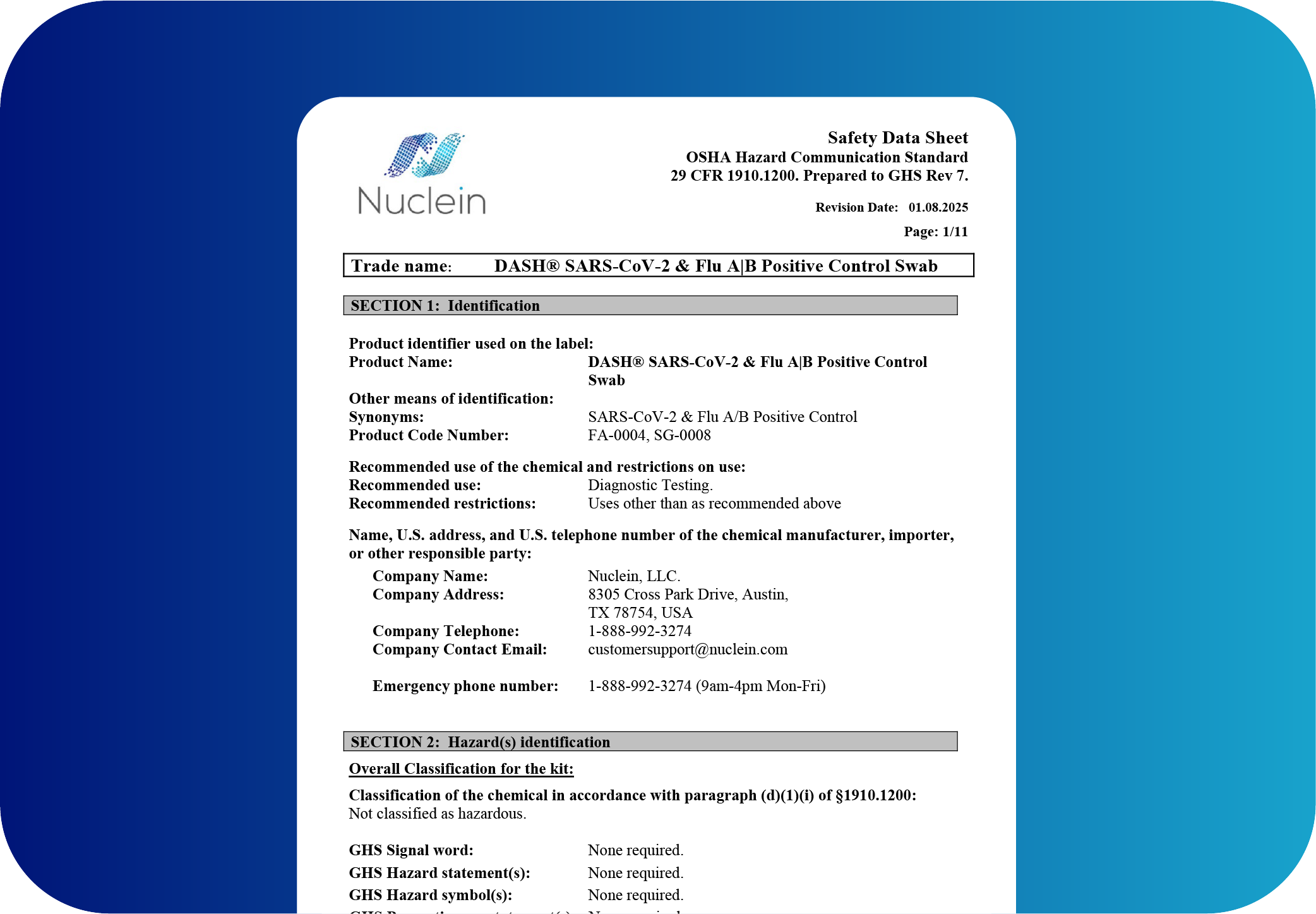 Positive Control Sds